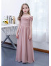 Cold Shoulder Dusky Pink Chiffon Flower Girl Dress